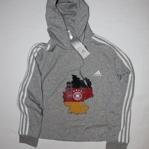 ADIDAS WOMEN'S GREY PRINTED LONGSLEEVE HOODIE XL